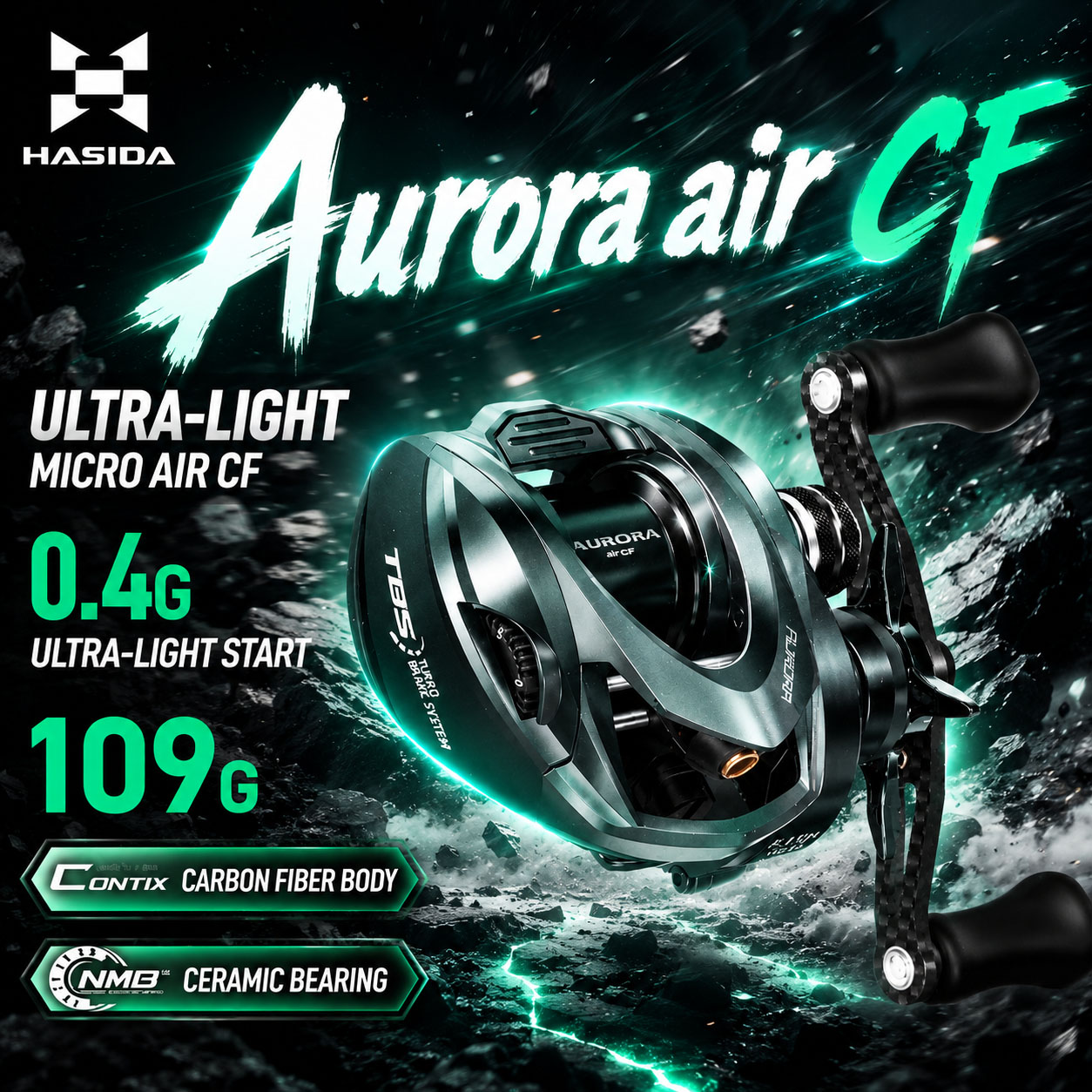 HASIDA Aurora AirCF Carbon BFS - огляд і ціна Spincast Reel