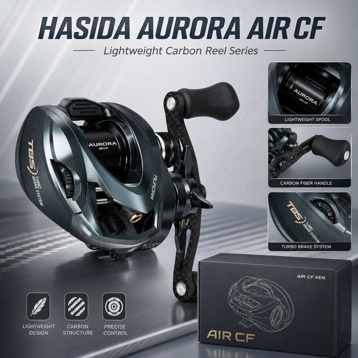 HASIDA Aurora AirCF Carbon BFS - огляд і ціна Spincast Reel